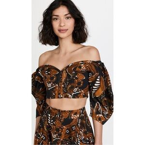 Mara Hoffman Off The Shoulder Puff Sleeve Crop Top Size 6.Runs small.